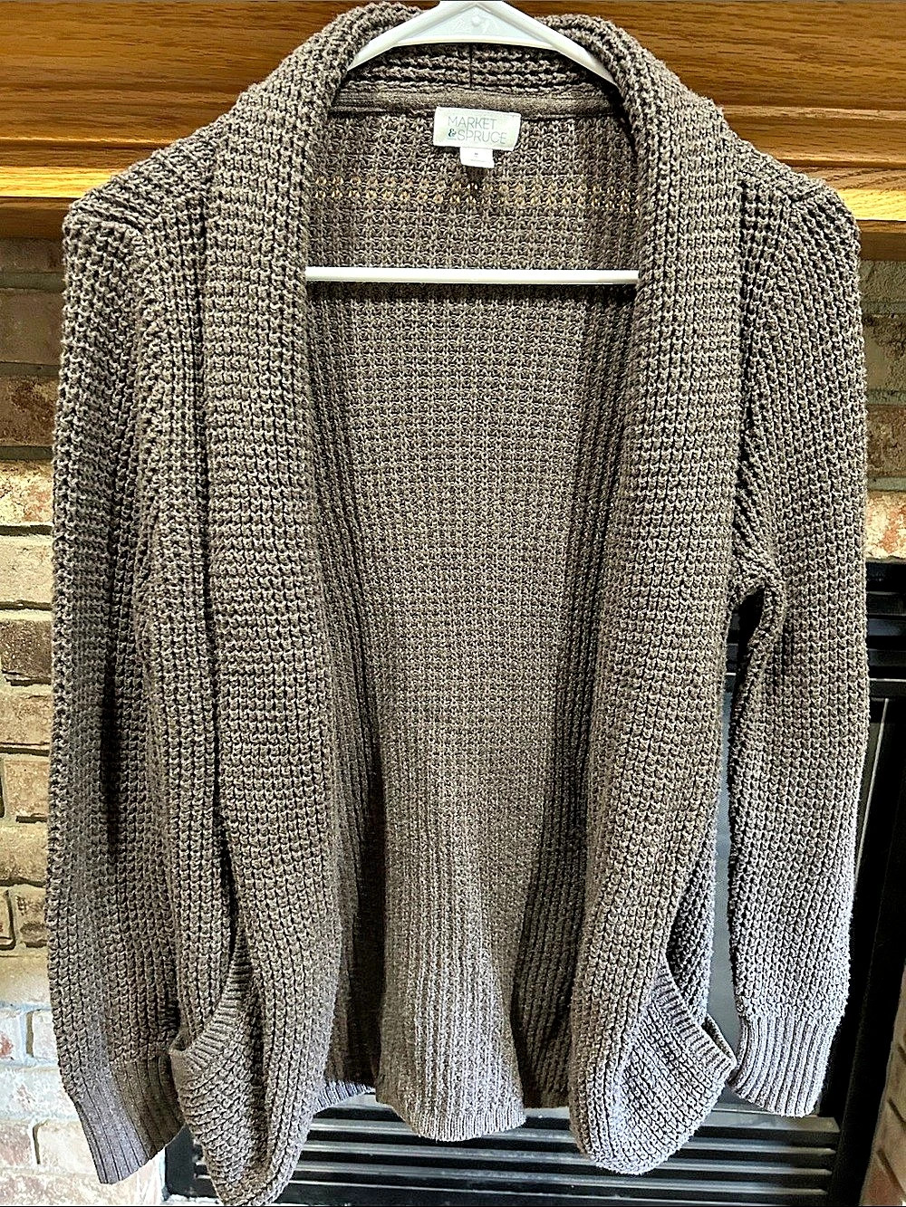 Market & Spruce Tabatha Waffle Knit Cocoon Cardigan Brown Medium